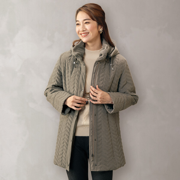 フード付キルト風デザインジャケット