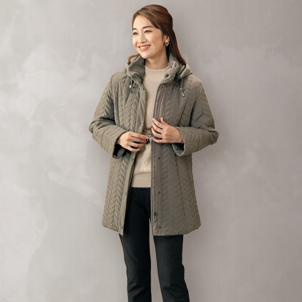 フード付キルト風デザインジャケット
