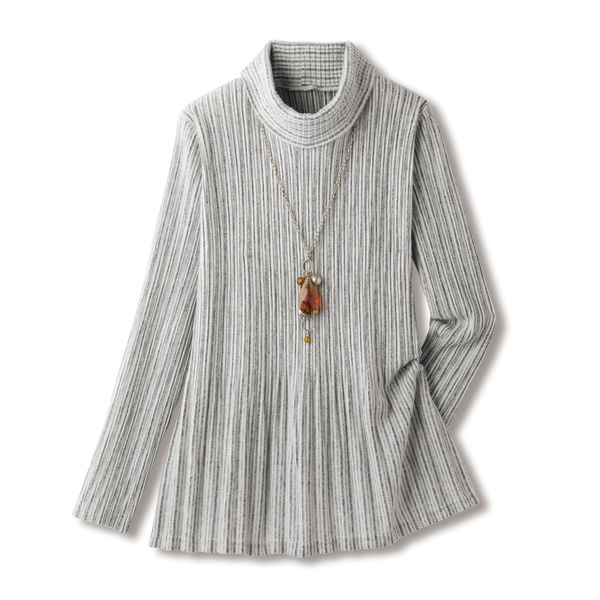 ワッシャープリーツストライプ カットソープルオーバー