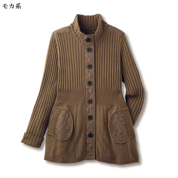 キルト切替えニットジャケット