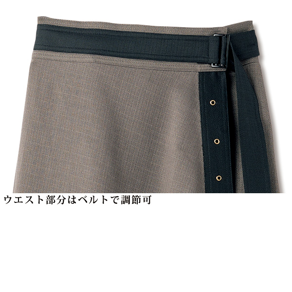 配色ベルトデザインラップ風フレアスカート