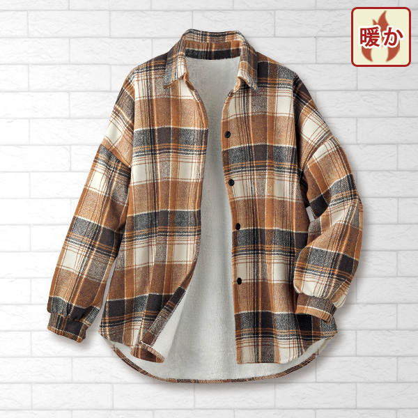 裏シャギーチェックシャツジャケット