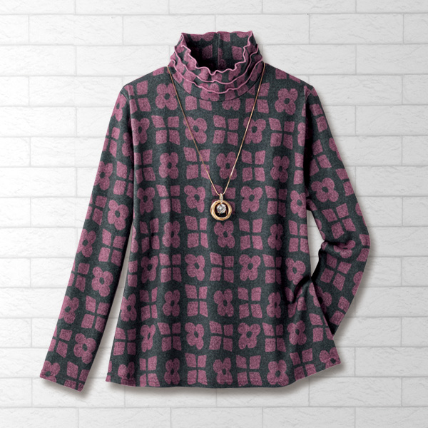 襟3段メロウ微起毛プルオーバー