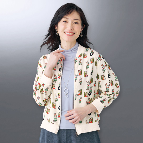 リブ使いプリントブルゾン