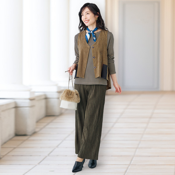 ベスト付ボーダーアンサンブル