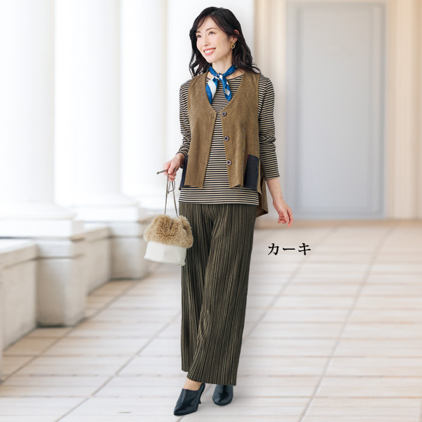 ベロアプリーツワイドパンツ