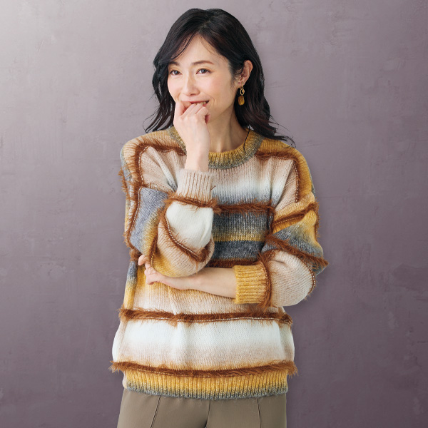 シャギーボーダーゆったりセーター