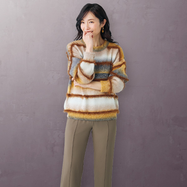 シャギーボーダーゆったりセーター