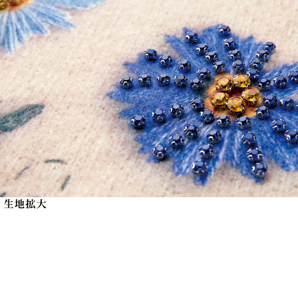 ビジュー付花柄セーター