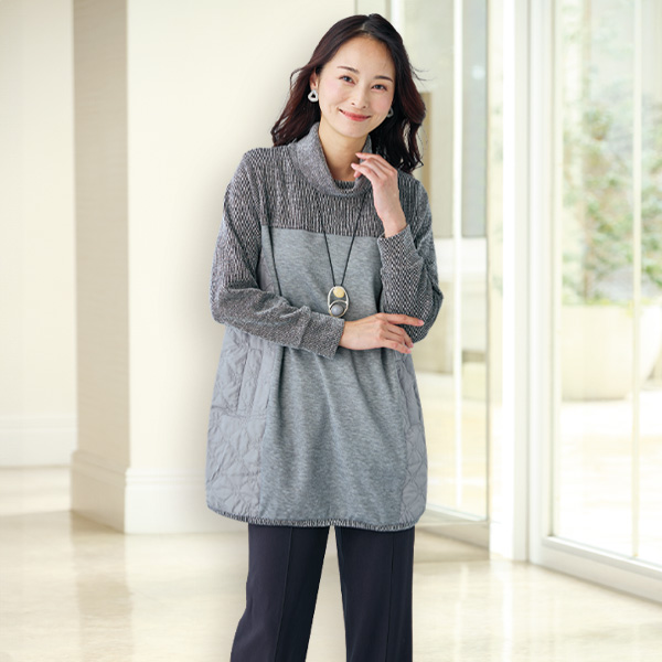 異素材切替えチュニック