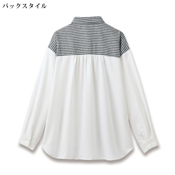 モチーフ刺しゅうパッチワークシャツ