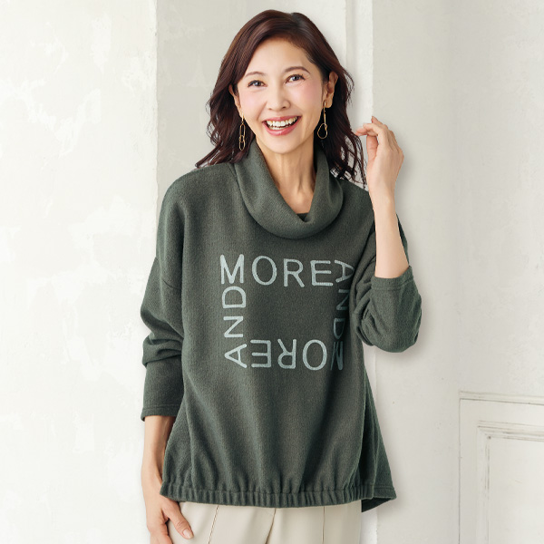 ワイドネックプリントプルオーバー