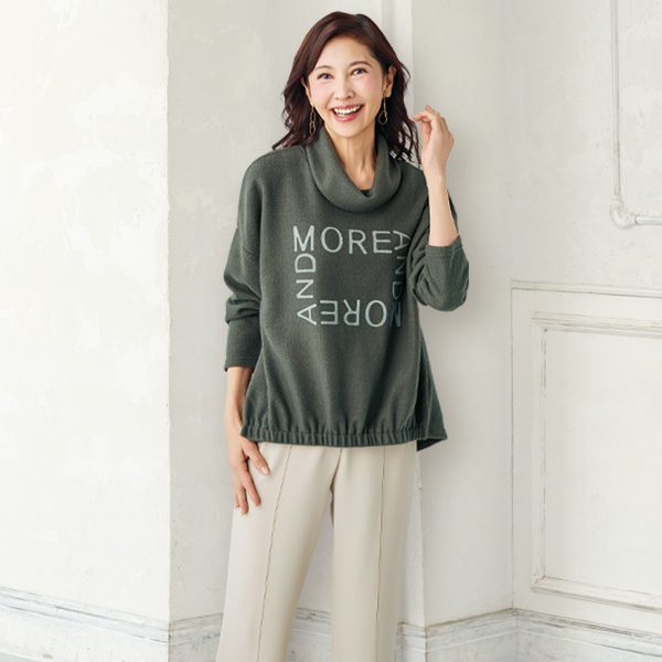 ワイドネックプリントプルオーバー