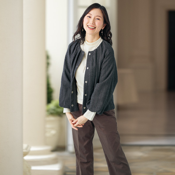 ヘリンボーン柄バルーンジャケット