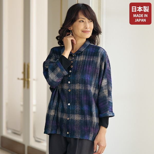 起毛ストライプジャカード ドルマンブラウスジャケット