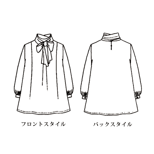 プリントボウタイブラウス  大きいサイズ M LL 4L