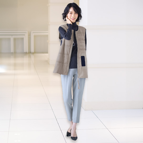 異素材使いデザインベスト 大きいサイズ M 3L