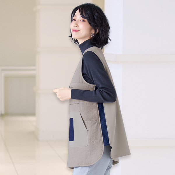 異素材使いデザインベスト 大きいサイズ M 3L