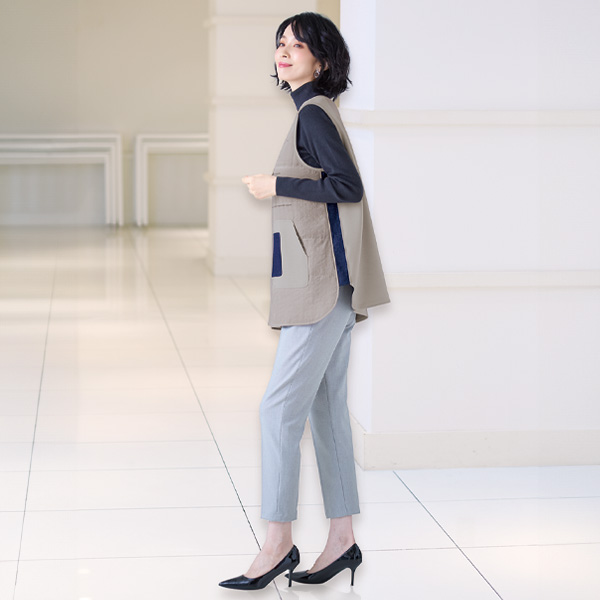 異素材使いデザインベスト 大きいサイズ M 3L