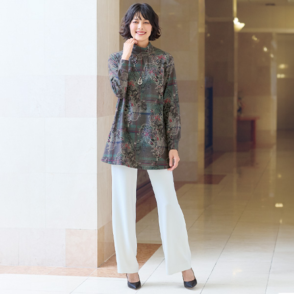 プリントチュニック 大きいサイズ M LL 4L