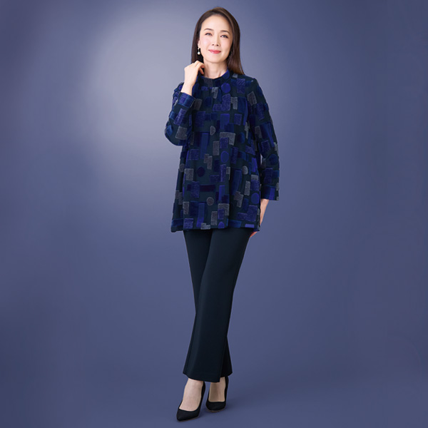 ベロアジャカードチュニック 大きいサイズ M LL 3L 4L