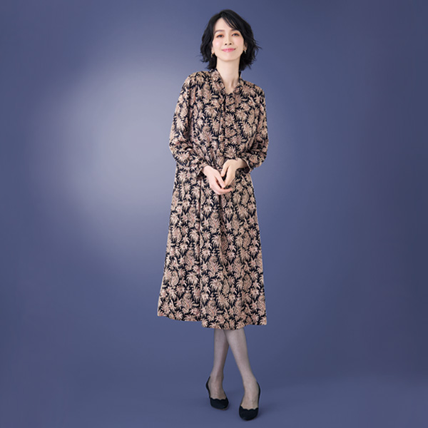 リバティプリントワンピース 大きいサイズ M LL 3L 4L