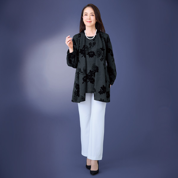 フロッキープリントアンサンブル 大きいサイズ M LL 4L