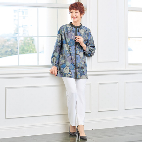 リバティプリント配色ブラウス 大きいサイズ M LL 4L