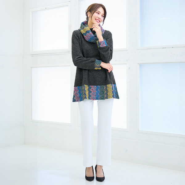 スヌード付チュニック 大きいサイズ M LL 4L