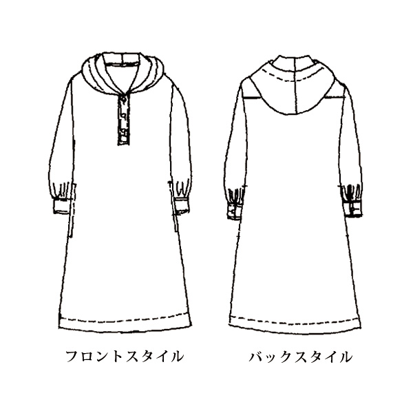 尾州織ウール混フード付チュニックワンピース 大きいサイズ M LL 4L