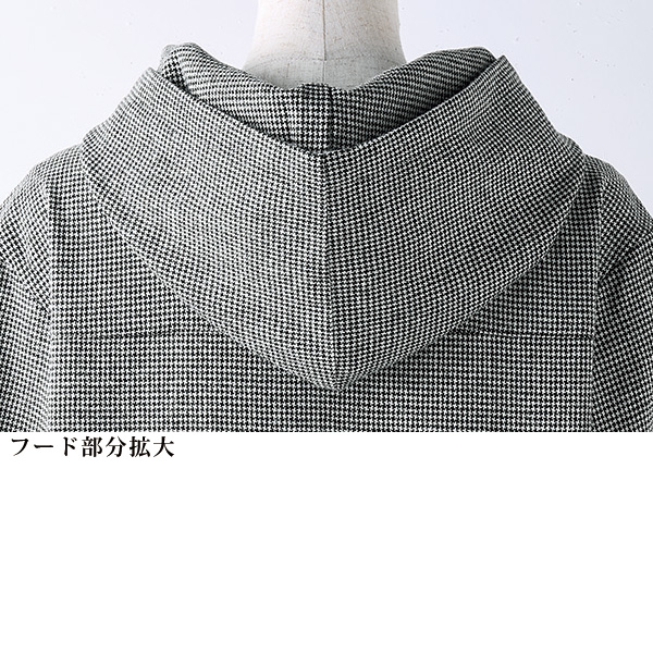 尾州織ウール混フード付チュニックワンピース 大きいサイズ M LL 4L