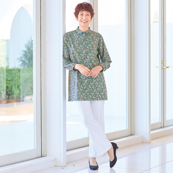 花柄プリントチュニックブラウス 大きいサイズ M LL 4L