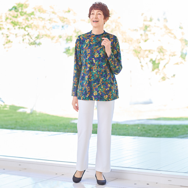 ウール入りプリントプルオーバー 大きいサイズ M LL 4L