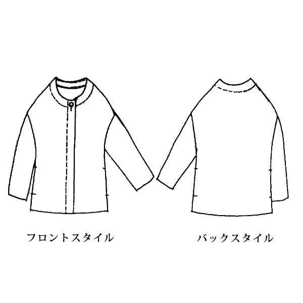 ウール混フラノ ノーカラージャケット 大きいサイズ M LL 4L