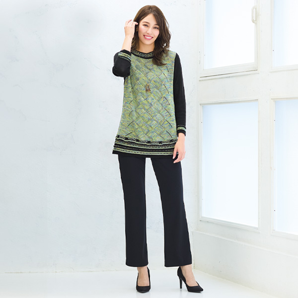 かすり糸使用セーター 大きいサイズ LL 4L