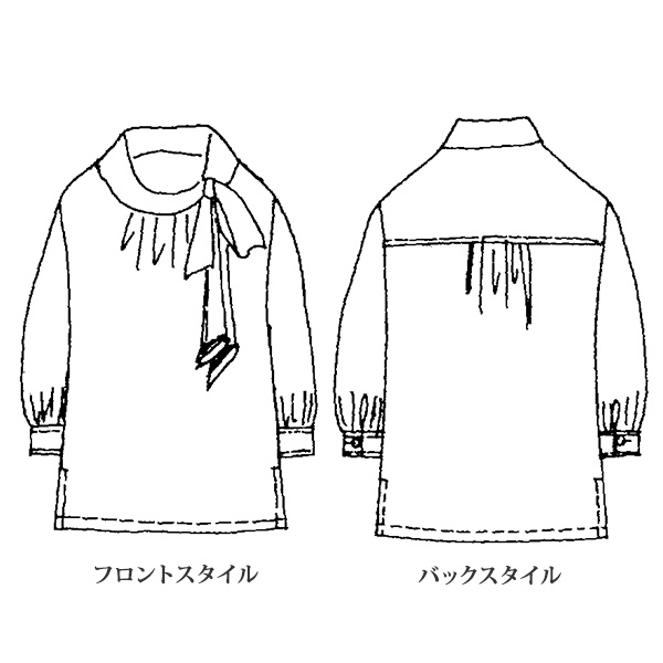 ボウタイプリントブラウス 大きいサイズ M LL 4L