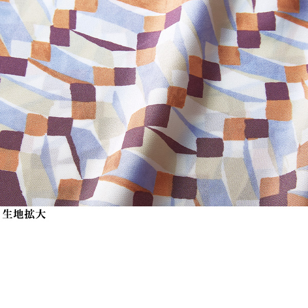 ボウタイプリントブラウス 大きいサイズ M LL 4L