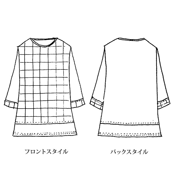 プリント切替えチュニック 大きいサイズ M LL 4L