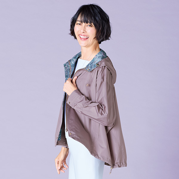 ドルマンスリーブプリント使いパーカー