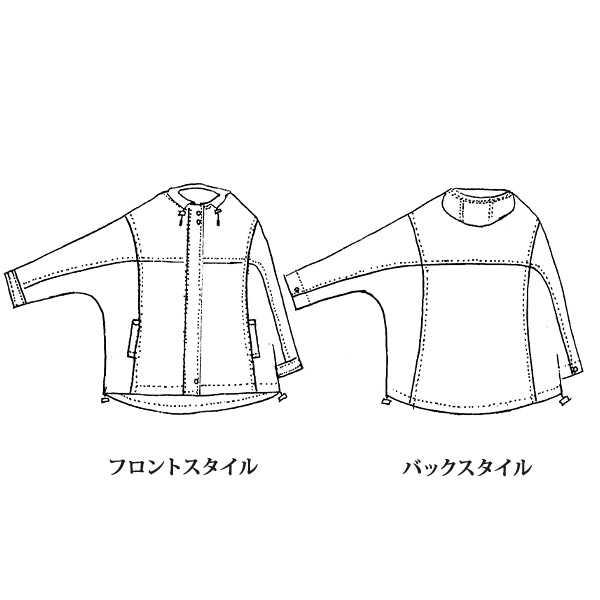 ドルマンスリーブプリント使いパーカー