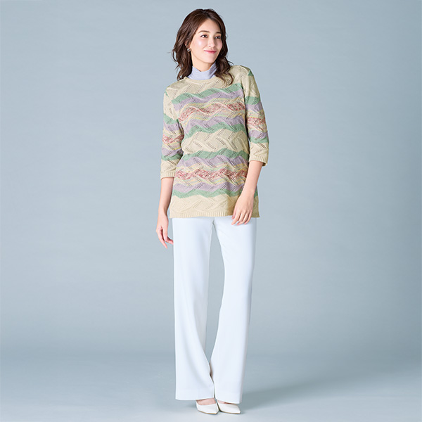 配色切替えセーター 大きいサイズ M LL 4L