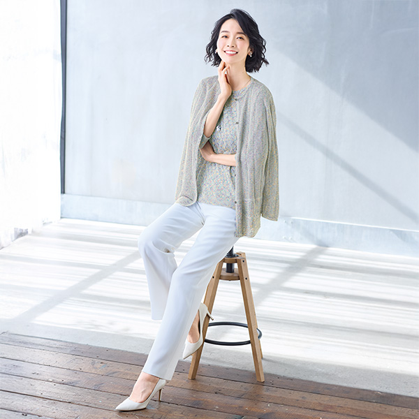 五泉透かし編みカーディガン