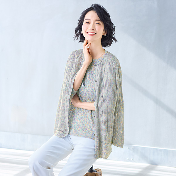 五泉透かし編みセーター 大きいサイズ LL 4L