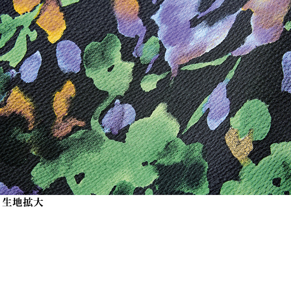 サテンプリントボウタイワンピース 大きいサイズ M LL 4L