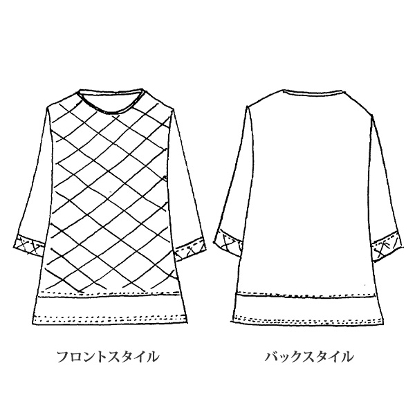 プリント切替えチュニック 大きいサイズ M LL 4L