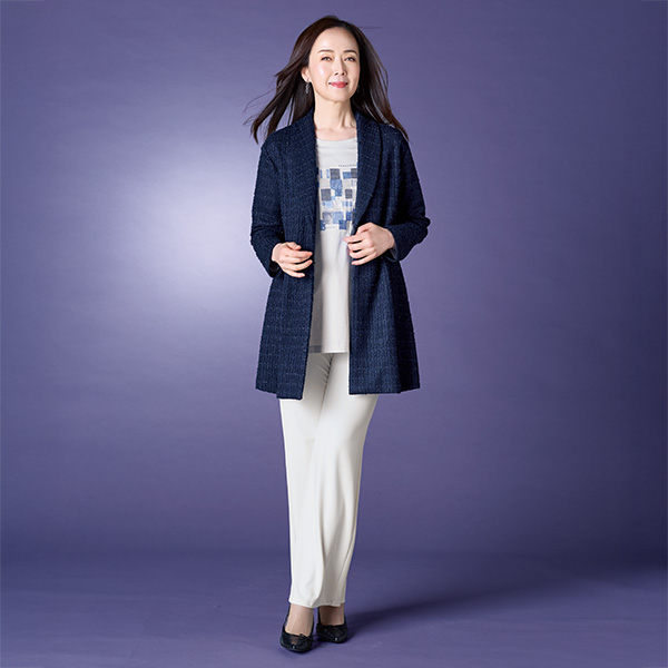 ラメ入りジャージーカーディガンジャケット 大きいサイズ M LL 4L