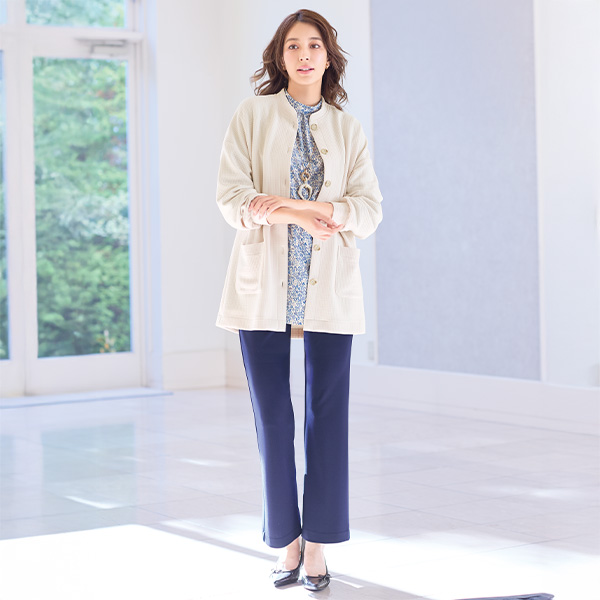 ワッフル調ブルゾン 大きいサイズ M LL 4L