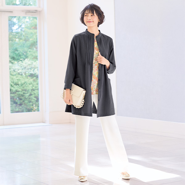 防シワサッカーストライプシャツジャケット 大きいサイズ M LL 4L