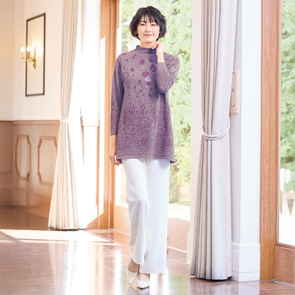 五泉ジャカードセーター 大きいサイズ LL 4L