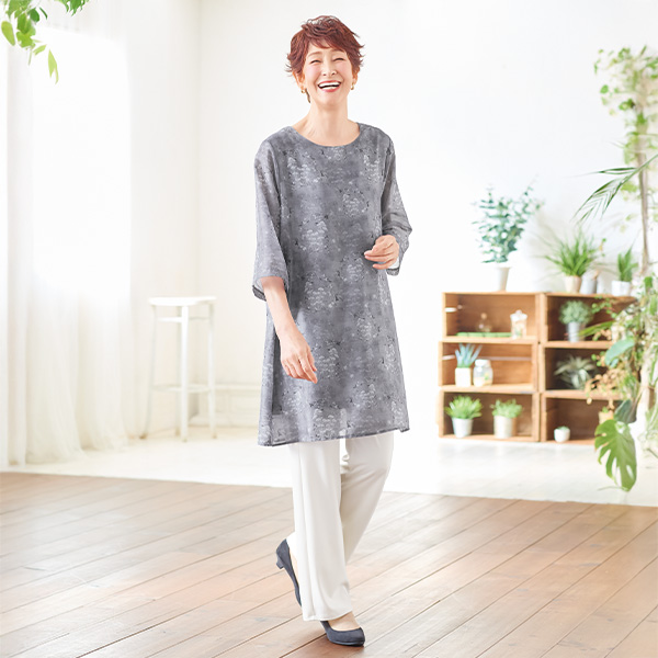 プリントチュニック 大きいサイズ M 3L